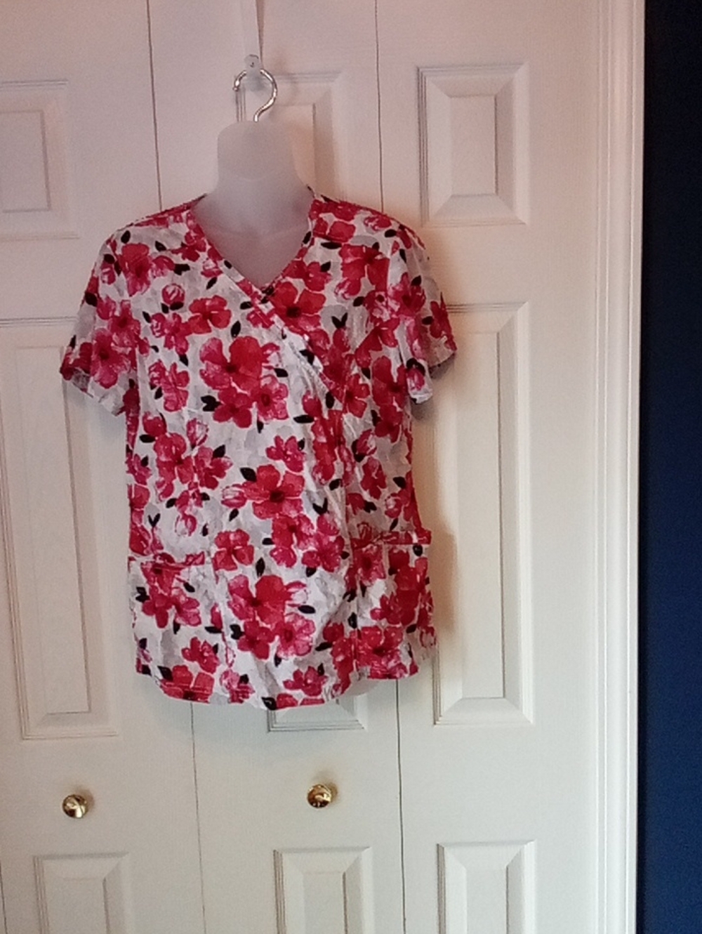 Elle Pink Floral V-Neck Tunic Top Size M